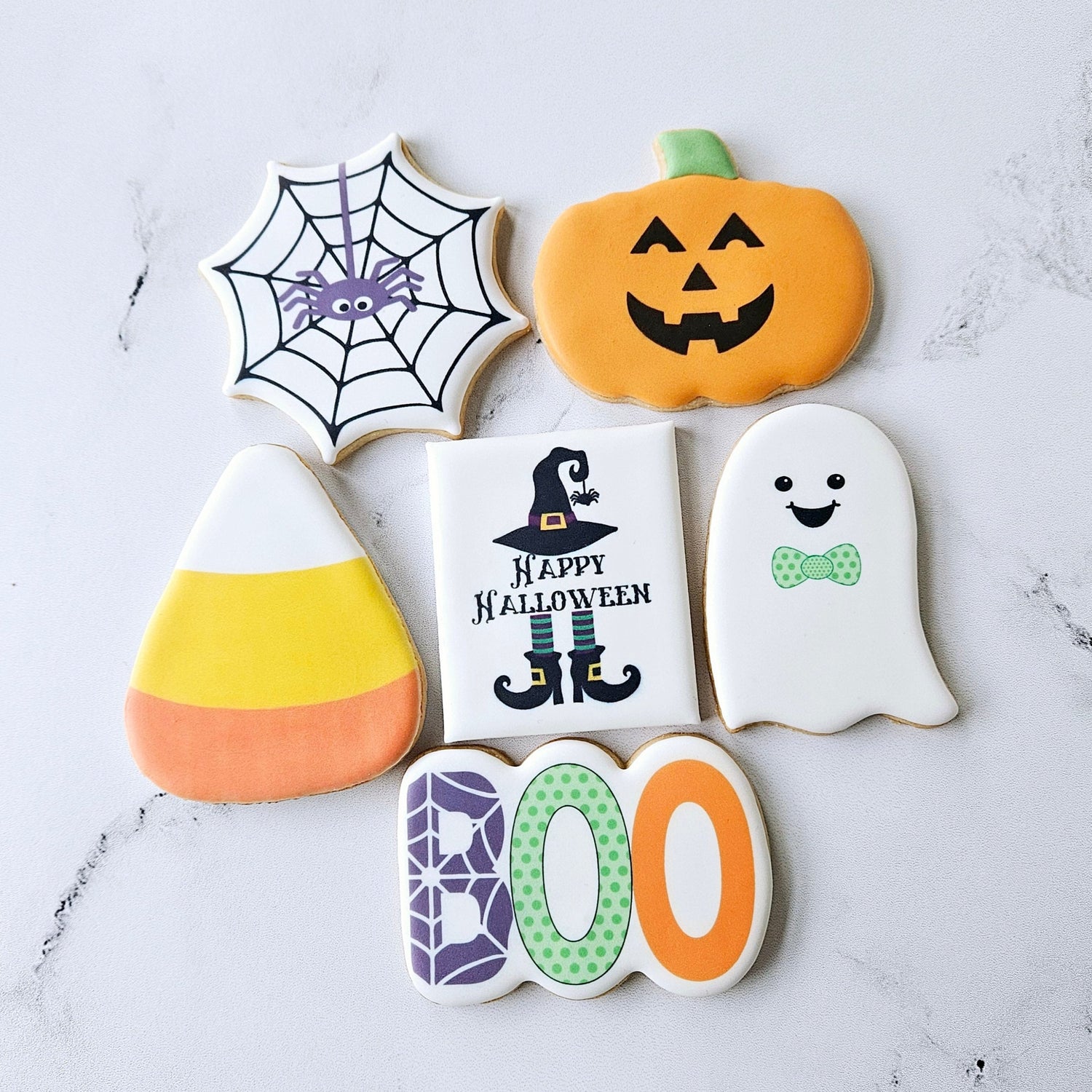 Halloween cookies, ghost cookies, jack-o-lantern cookies, spider web cookies, boo cookies, you've been boo'd,