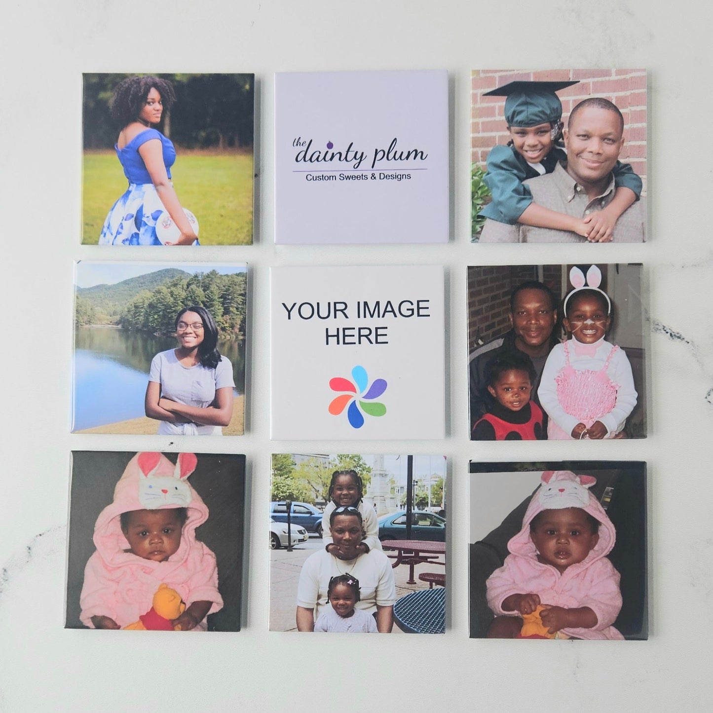 square custom photo magnets