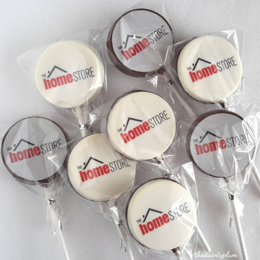 logo lollipops, chocolate lollipops, chocolate logo lollipops, branded sweets, wedding favor, corporate sweets