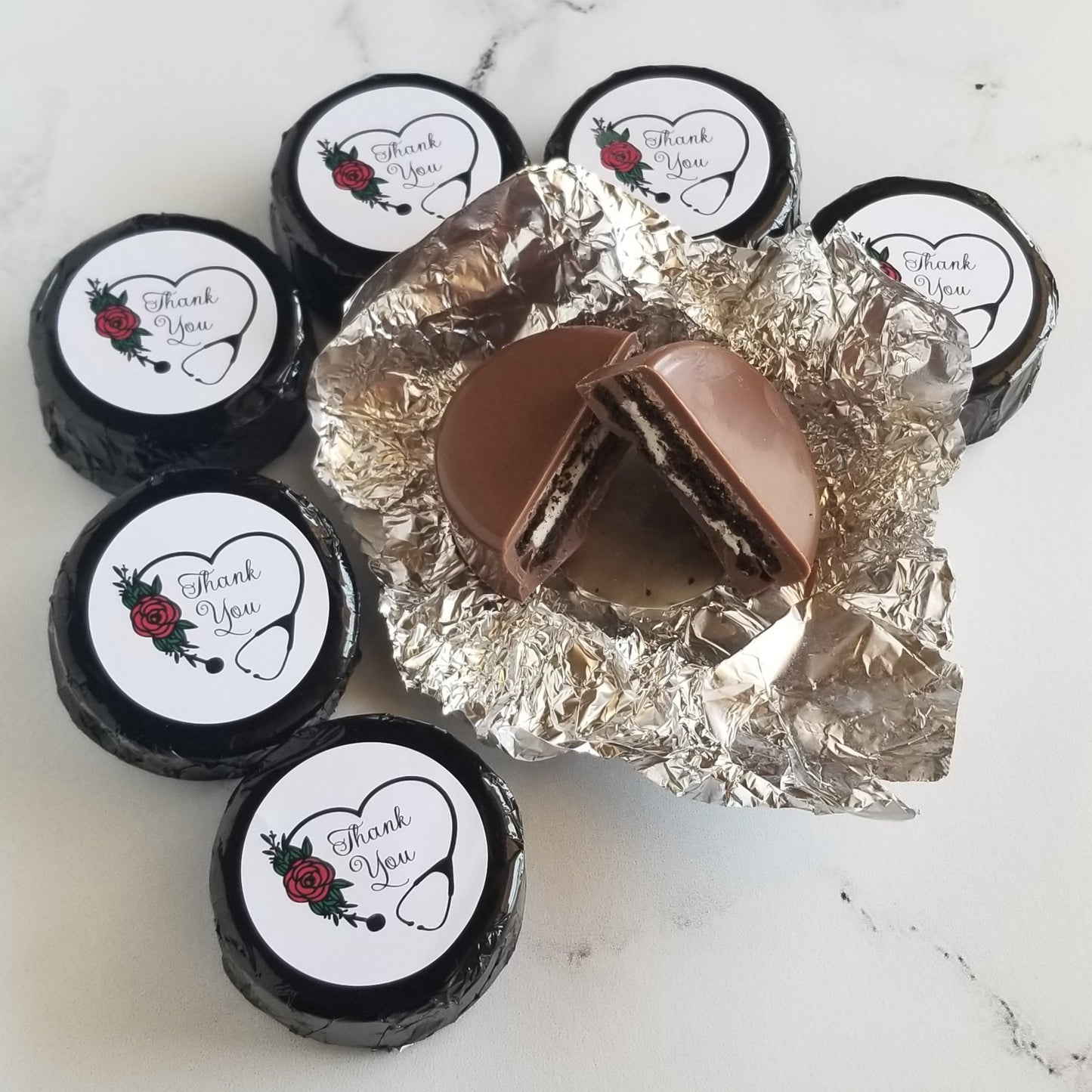 chocolate covered oreos, foiled wrapped oreos, chocolate oreos