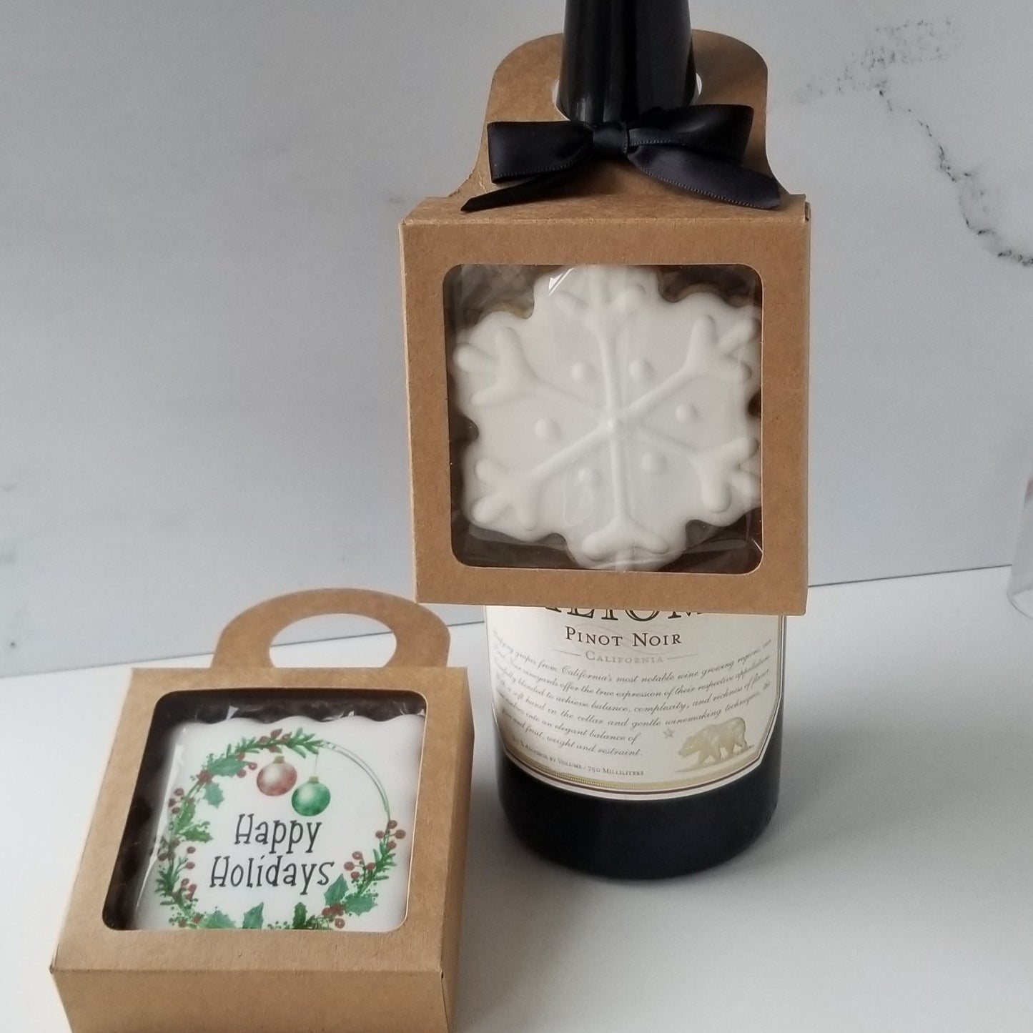 hostess gift, teacher gift, client gift, customer appreciation, bridal shower favor, wine bottle hanger, baby shower favor, baby shower bottle hanger, wedding favor, wedding bottle hanger, decorated cookies