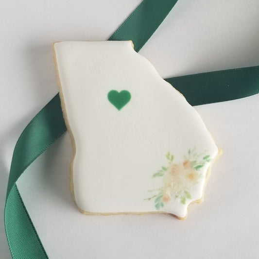 Georgia shaped cookies, Peach state cookies, Georgia wedding cookies