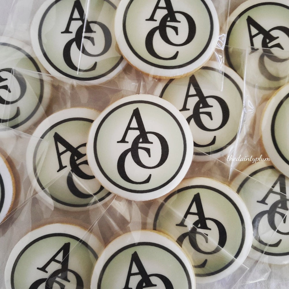 logo cookies, round logo cookies, branded cookies, edible image cookies, direct print cookies, direct print cookie, edible image, printed cookies