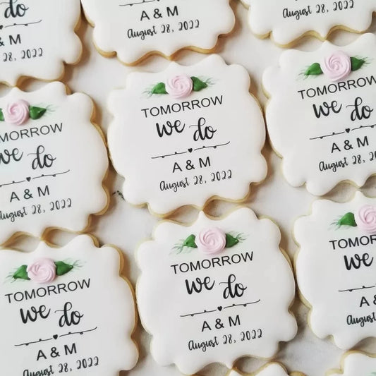 rehearsal dinner cookies, wedding cookies, unique wedding favors, bridal party, wedding brunch cookies