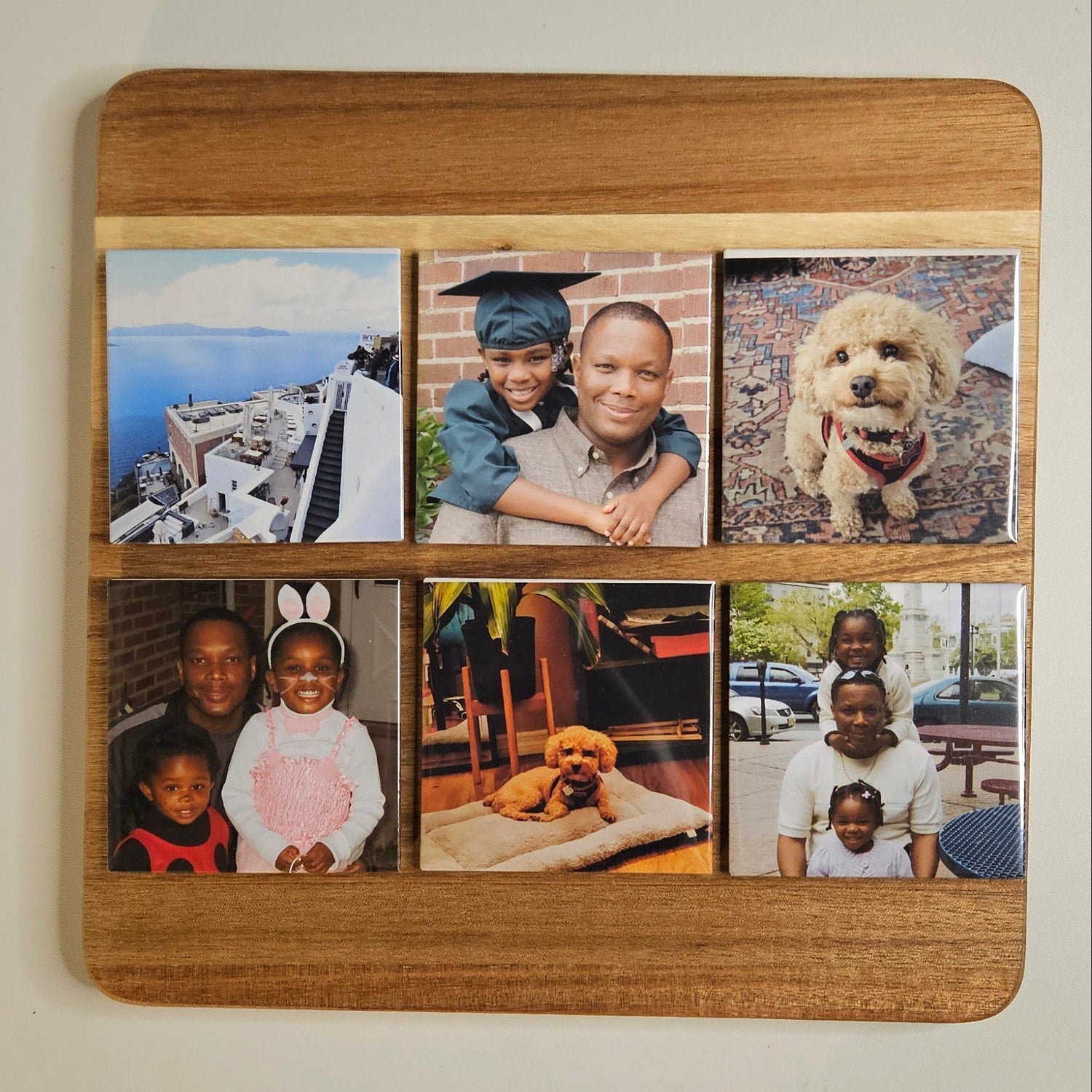 square photo magnets with various photos; custom photo magnets 2.5" x 2.5"