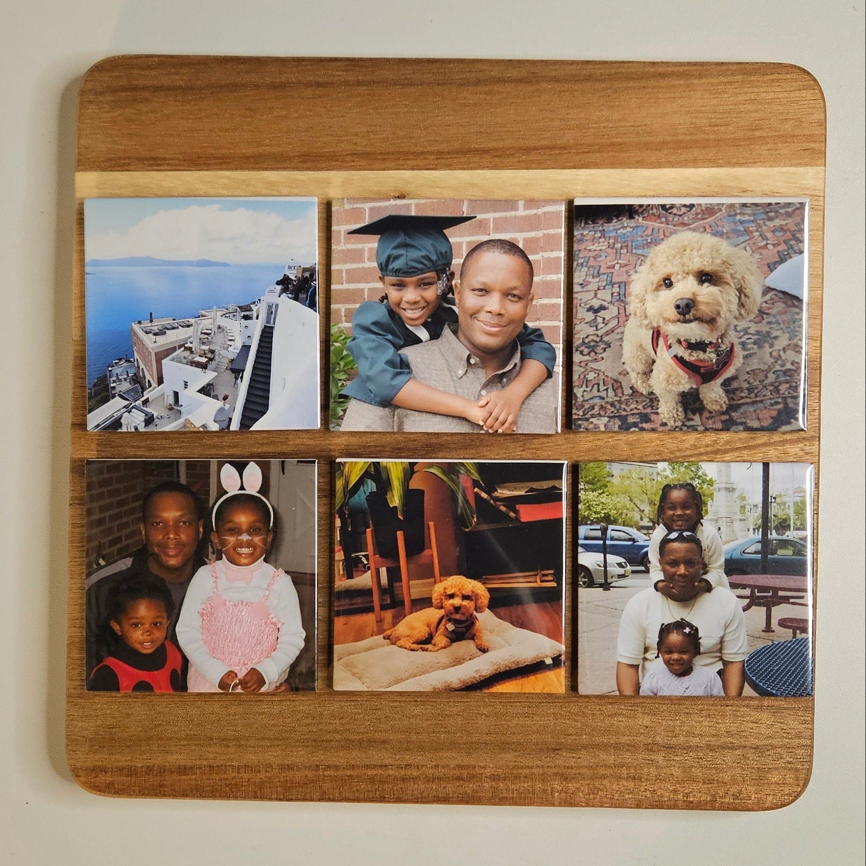 square photo magnets with various photos; custom photo magnets 2.5" x 2.5"