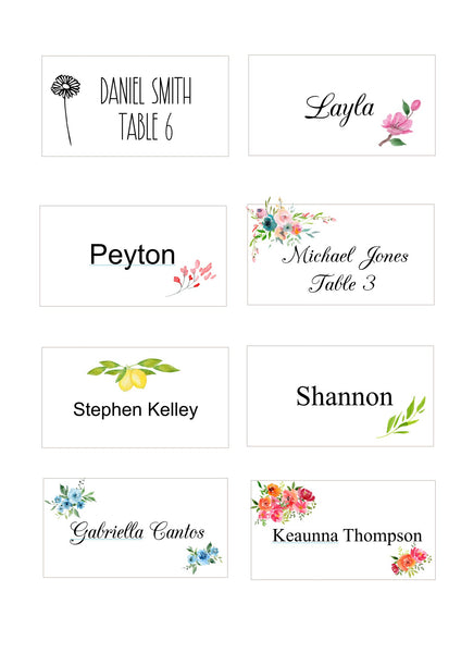 wedding favors, edible place cards, unique wedding ideas, edible image cookies, floral wedding cookies, floral rectangle name cookies, name cookies, printed cookies, bride and groom cookies, place card cookies