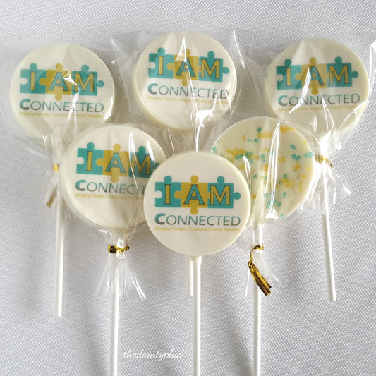 logo lollipops, chocolate lollipops, chocolate logo lollipops, branded sweets, wedding favor, corporate sweets