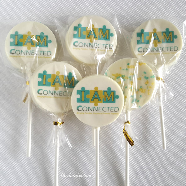 logo lollipops, chocolate lollipops, chocolate logo lollipops, branded sweets, wedding favor, corporate sweets