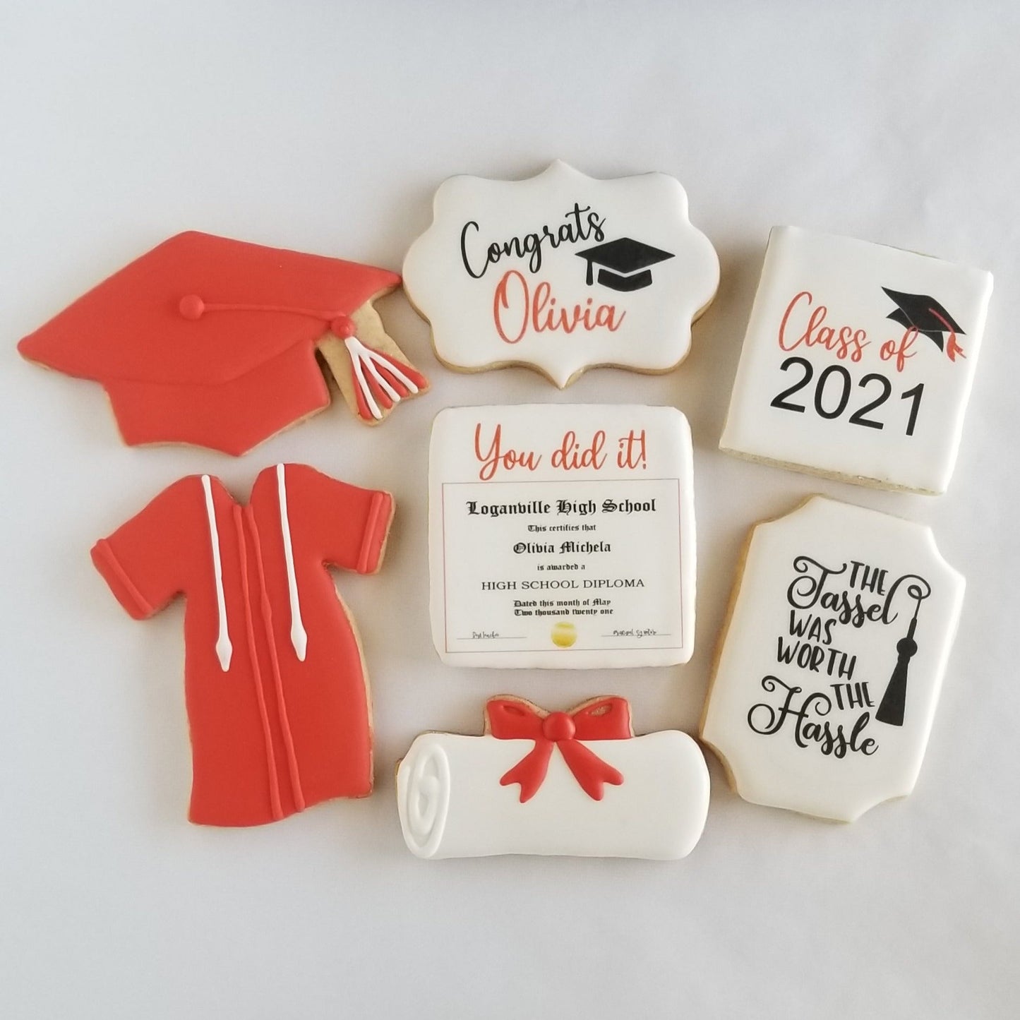 graduation cookies, diploma cookies, graduation cap cookies, graduation gown cookies, the tassel was worth the hassle, class of, diploma cookies,
