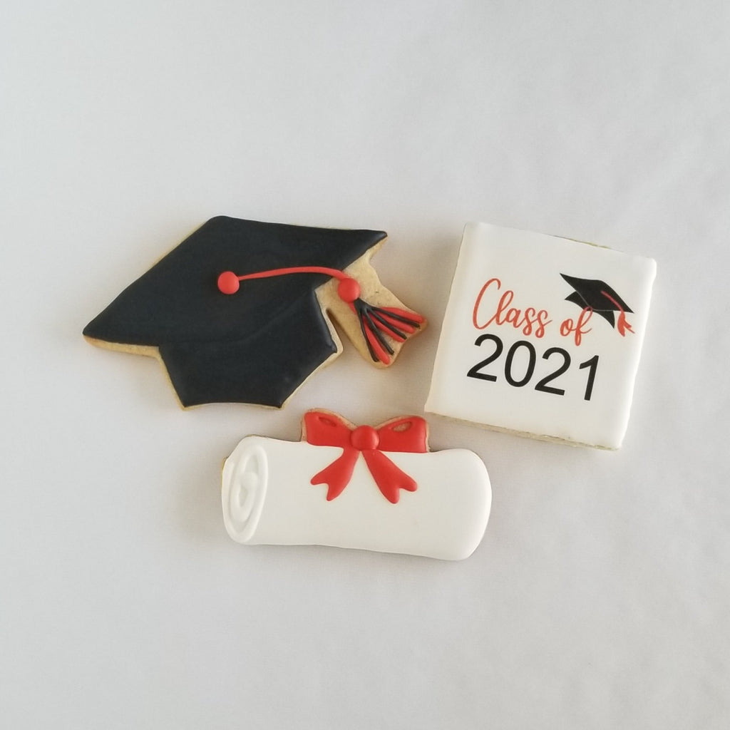 graduation cookies, graduation cap, congrats cookies
