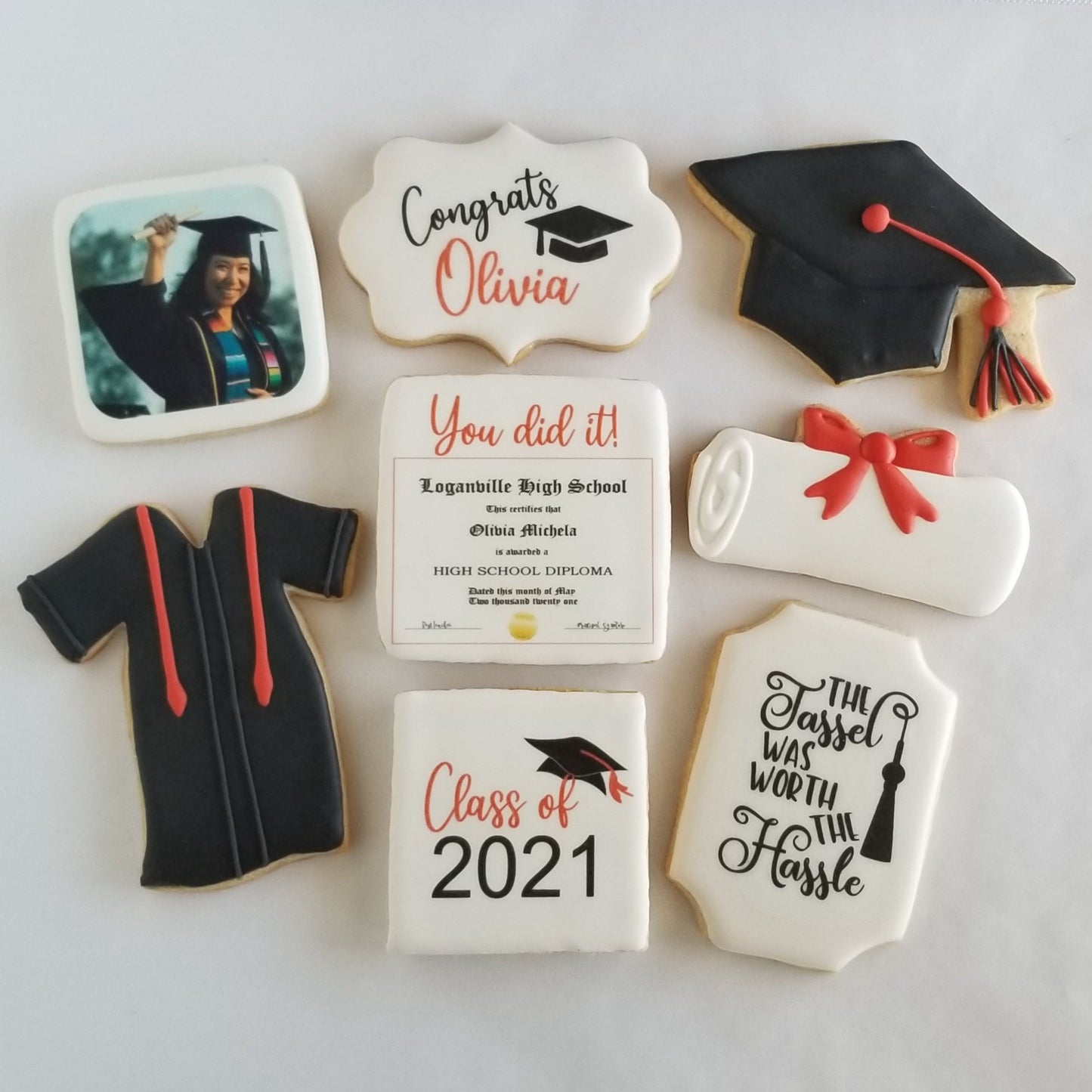 graduation cookies, diploma cookies, graduation cap cookies, graduation gown cookies, the tassel was worth the hassle, class of, diploma cookies,