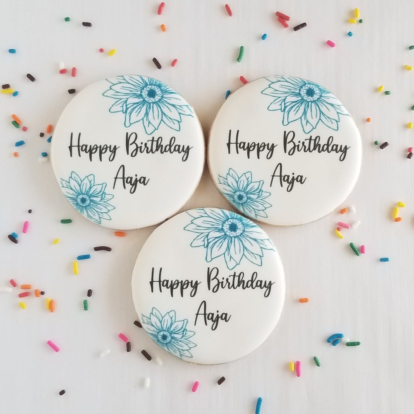 birthday cookies, printed cookies, printed birthday cookies, streamers cookies, edible image cookies, gifts for kids, client gifts, employee gift, sprinkle cookies, personalized cookies, custom printed cookies, logo cookies