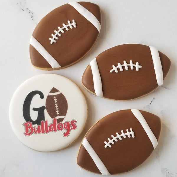 football cookies, game day cookies, go dawgs, tailgate cookies, go team cookies
