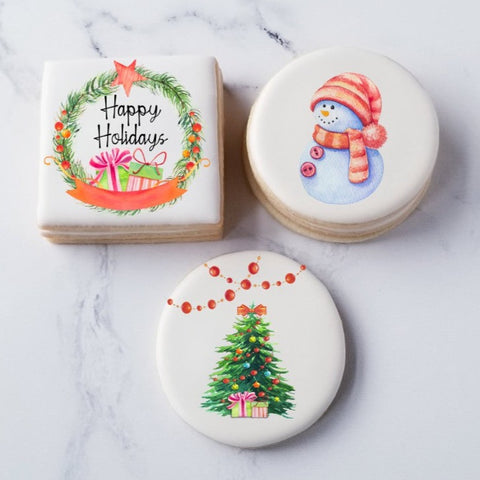 logo cookies, thank you cookies, direct print cookies, custom printed cookies, customer appreciation gift, client gift, hostess gift, atlanta cookies, custom cookies, Christmas cookies, holiday cookies, printed cookies