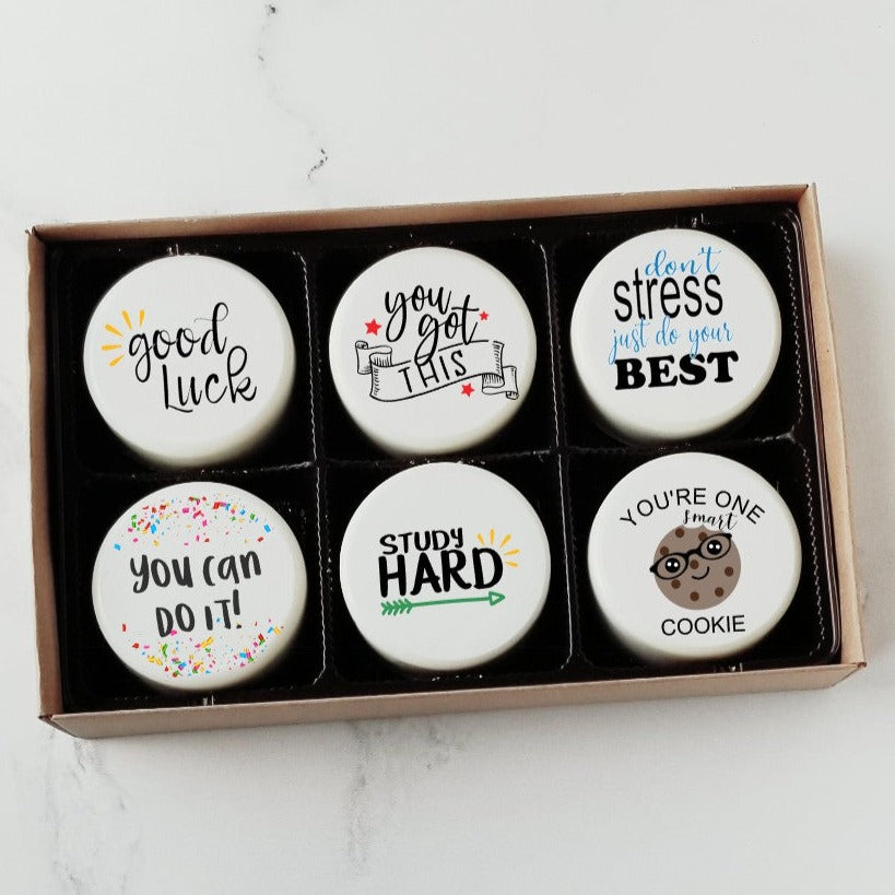 chocolate covered oreos, hostess gift, chocolate covered oreos gift,  hostess chocolates, printed cookies, atlanta cookies, happy fall cookies, employee gift, client gift, student cookies, good luck cookies, one smart cookie, you got this cookies