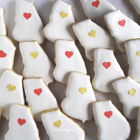 Georgia shaped cookies, Peach state cookies, Georgia wedding cookies, state shaped cookies
