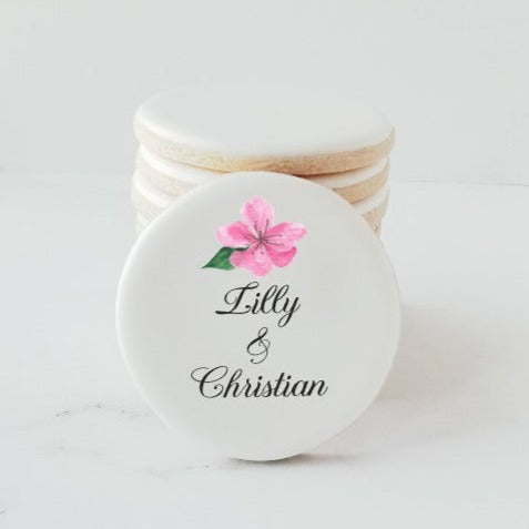 wedding favors, edible place card, unique place card, unique wedding ideas, wedding cookies, monogram cookies, personalized monogram cookies, bride and groom cookies, custom monogram cookies, bridal shower cookies, anniversary cookies, birthday cookies, wedding brunch cookies, rehearsal dinner cookies, cherry blossom  cookies, direct print cookies, printed cookies