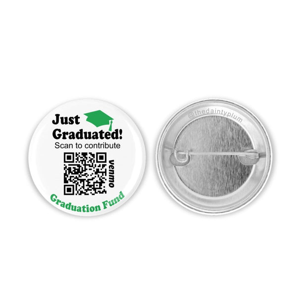 graduation button pin, qr code button pin, 2.25 button pin, graduation qr code, Venmo QR code