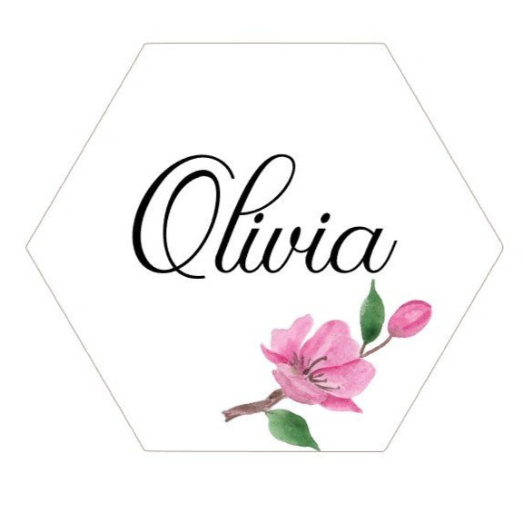 wedding favors, edible place cards, unique wedding ideas, edible wedding favors, monogram cookies, wedding cookies, bridal shower cookies, floral hexagon cookie, birthday cookie, party favor, edible party favor, rehearsal dinner cookie, wedding brunch cookies, direct print cookies, printed cookies