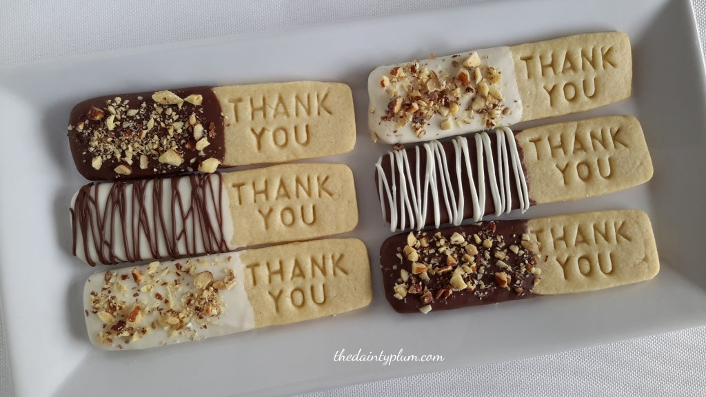 Letter Pressed Cookie Sticks Dipped in Chocolate - 12 pcs