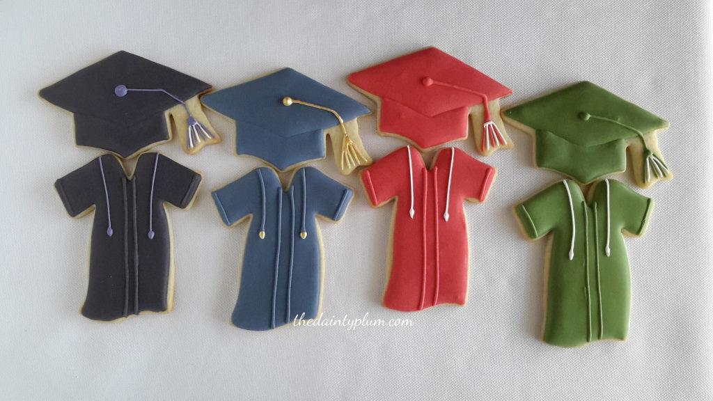 Graduation Sugar Cookies w/Cap & Gown - 12 pcs - cap, gown, & congrats w/name Graduation Sugar Cookies w/Cap & Gown - 12 pcs - cap, gown, & congrats w/name