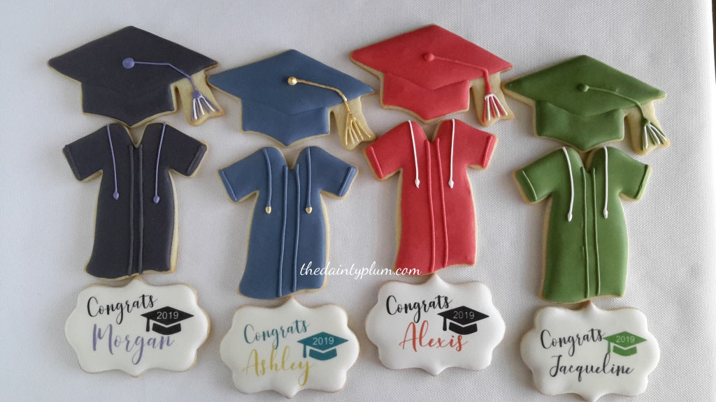 Grad Robe Cookies Graduation Sugar Cookies w/Cap & Gown - 12 pcs – The Dainty Plum, LLC